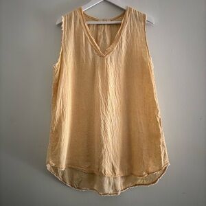 RIDLEY 100% linen tank top Size large‎ yellow Made In Italy Lagenlook Minimalist